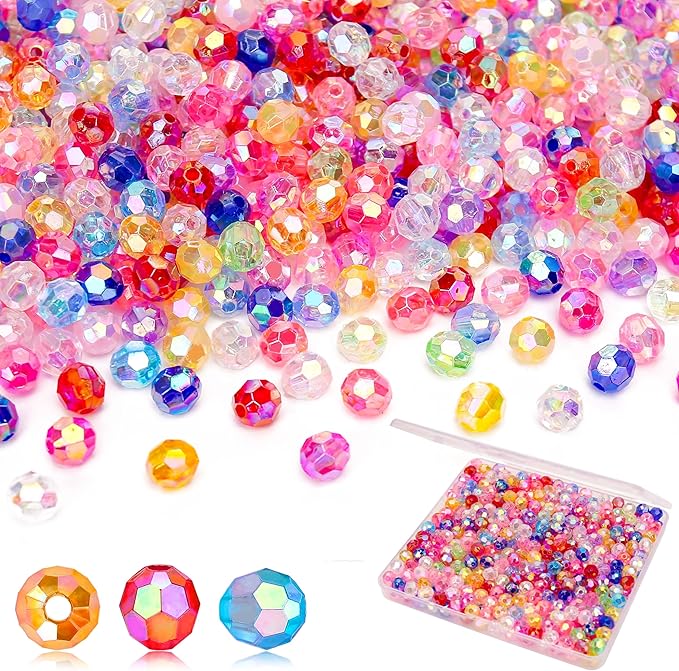 BONNY BOXX 500pcs 8mm Acrylic Faceted Round Crystal Beads Transparent Mix by BONNY+BOXX