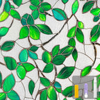 Countewol Greenery Leaf Static Cling Window Film Frosted Stained Glass Privacy by Countewolwindowfilm