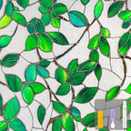 Countewol Greenery Leaf Static Cling Window Film Frosted Stained Glass Privacy by Countewolwindowfilm