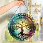Stained Glass Window Hanging, LAOWEIKI 8'' Tree of Life Suncatcher, Stained - Image 4