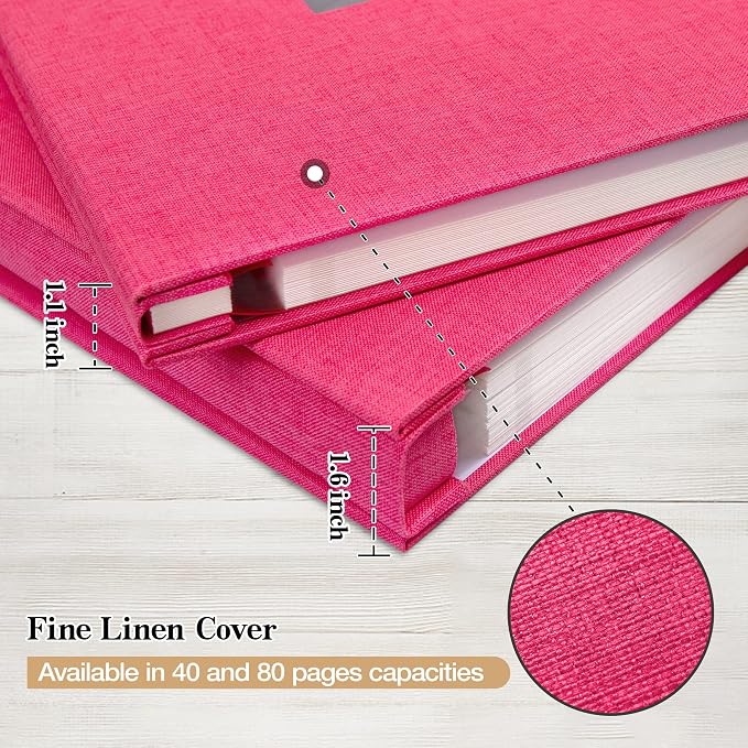 potricher Large Photo Album Self Adhesive 4x6 5x7 8x10 Pictures Linen Cover 80 - Image 5