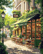 Mrnsiet Paint by Numbers Kit for Adults, Easy Street Cafe Adult Paint by Number by Mrnsiet