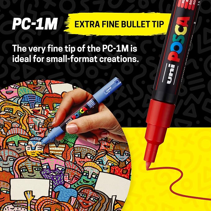 posca Acrylic Paint Markers, 1M Extra Fine Thin Tips, Artist Recommended Pens - Image 3