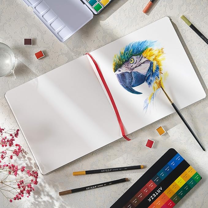 ARTEZA Watercolor Sketchbooks, 8.25 x 8.25 Inches, 68 Pages Each, 110 lb / 230 - Image 5