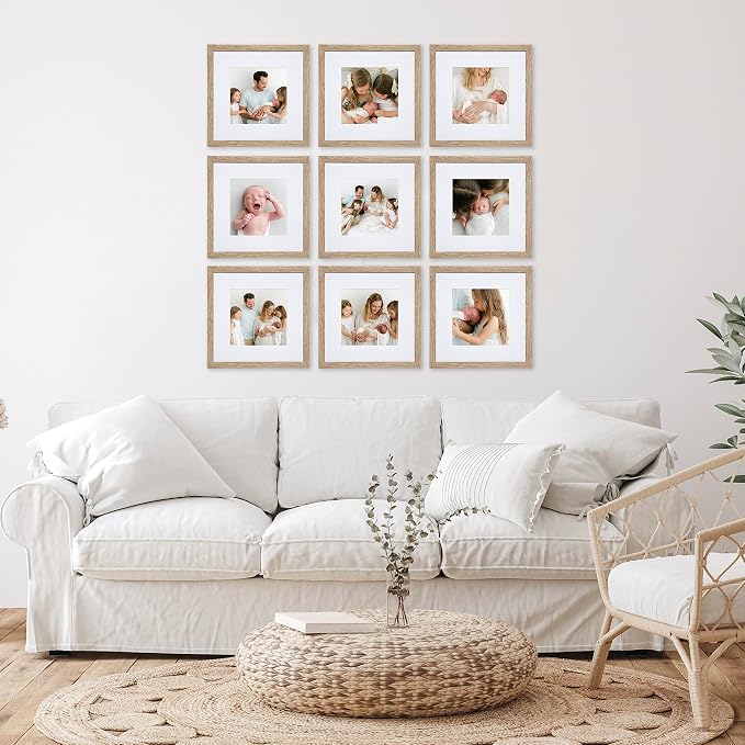 Sheffield Home 9 Piece Gallery Wall Frame Set, 12x12 in. Matted to 8x8 in. - Image 2