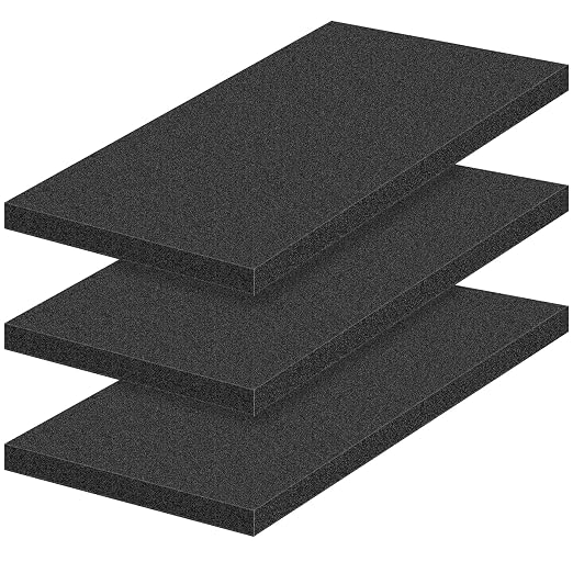 MYFAMIREA 3 PCS Polyurethane Foam Sheets 18" L x 12" W x 1" T Packing Foam by MYFAMIREA
