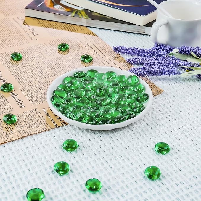 CYS EXCEL Green Glass Gemstone Beads Vase Fillers Flat Marble Beads Multiple - Image 5