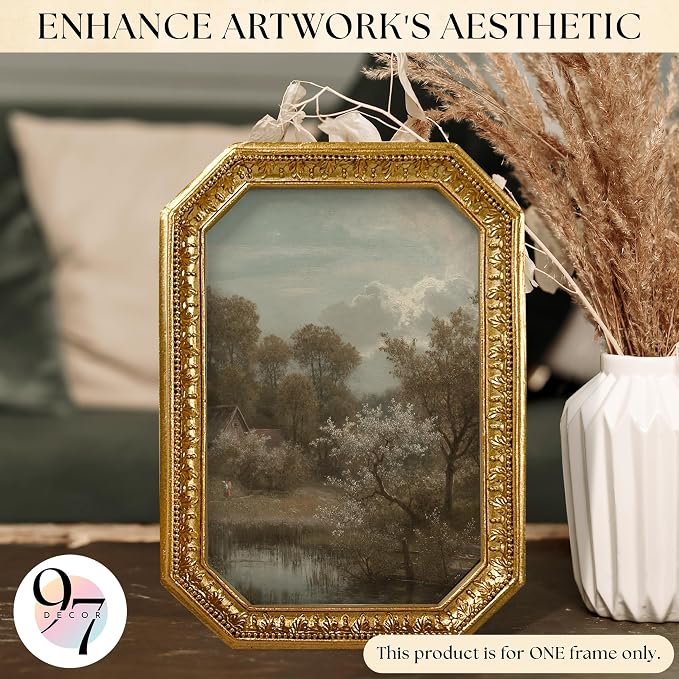 97 Decor Vintage Picture Frame 4x6, Glass Front | small ornate frame, tabletop - Image 2