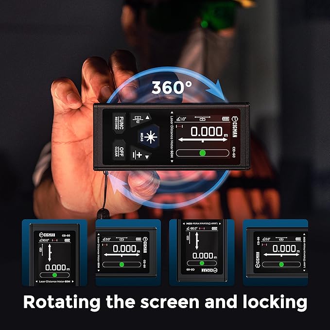 CIGMAN Dual Laser Distance Meter 393ft/120M Bilateral Laser Measurement Tool - Image 6