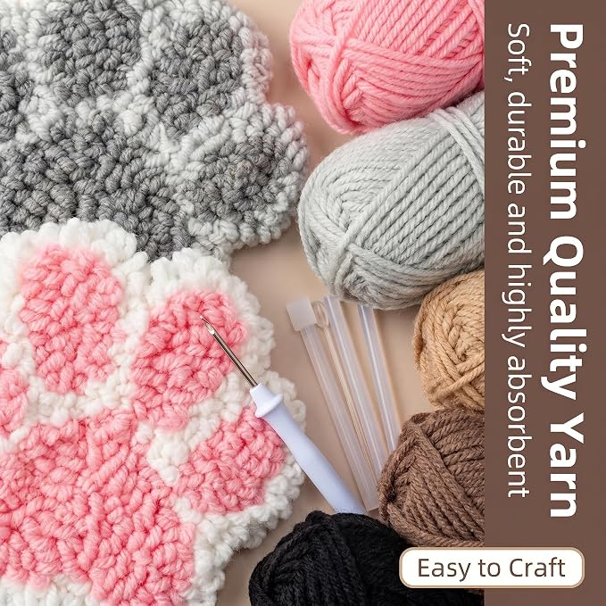 Avtytsda 6PCS Punch Needle Coaster Kit, Easy Punch Needle DIY Embroidery Set - Image 7
