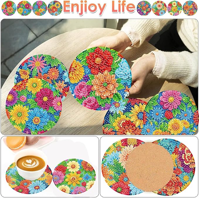 ijbnhd 8 Pcs Diamond Art Coasters - Image 2