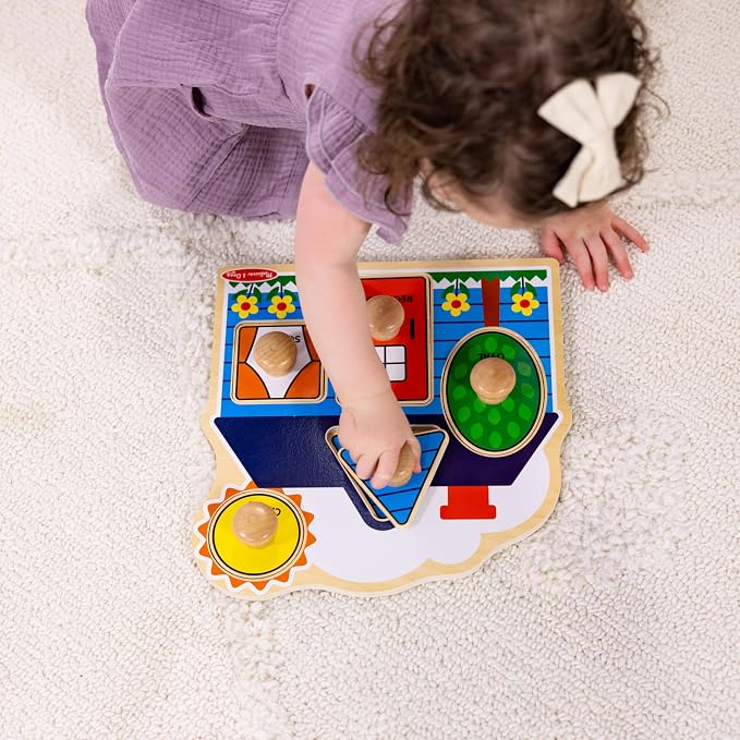 Melissa & Doug First Shapes Jumbo Knob Puzzle, Wooden Peg Puzzle - Image 5