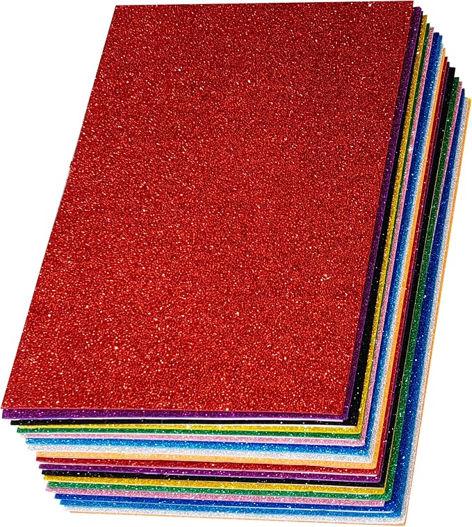 SALEMAR Sticky Glitter Foam Sheets, 20 Packs Thick Self-Adhesive Sparkle EVA by SALEMAR