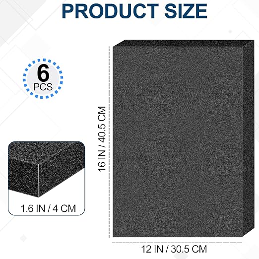 MYFAMIREA 6 PCS Polyurethane Foam Sheets 16" L x 12" W x 1.6" T Packing Foam - Image 2