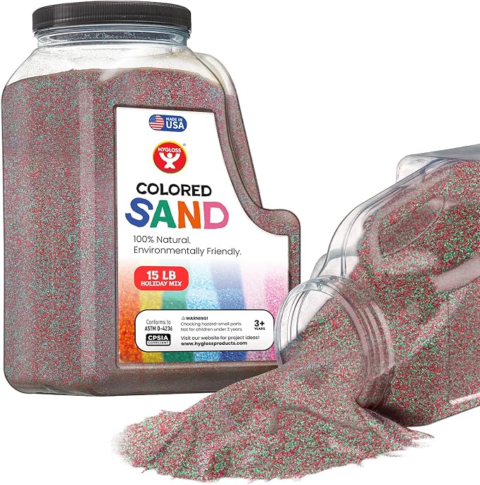 Hygloss Colored Sand – Holiday Red & Green Color Festive Craft Sand by HyglossProductsInc