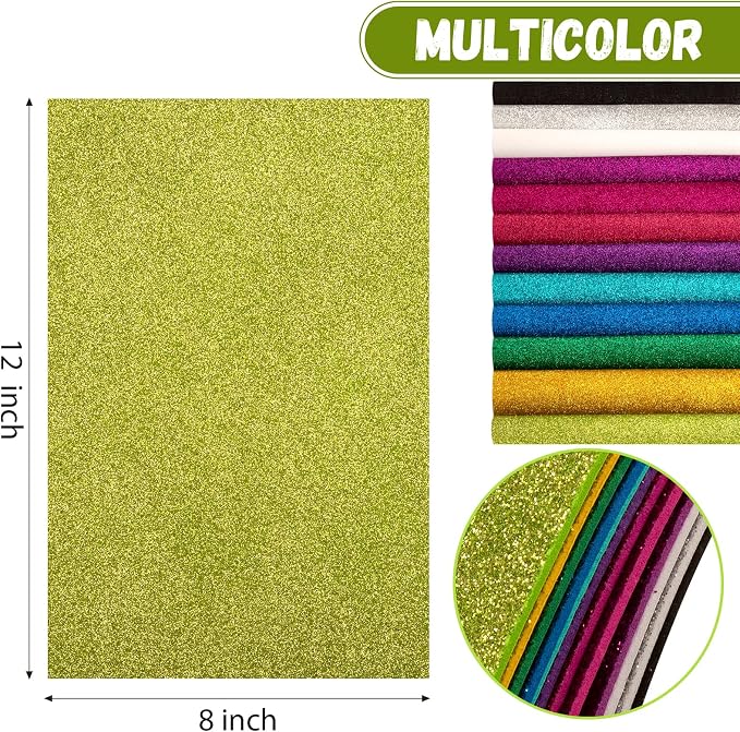 12 Pack Glitter Foam Sheets Craft 8 x 12 inch, 12 Colors | Sparkles Foam Paper - Image 2