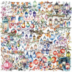 50PCS Watercolor Hanging Lantern and String Light Stickers – Clear Tree Branch by YOKSAS