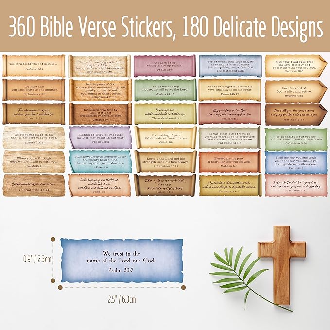 360PCS Bible Verse Stickers, 180 Retro Typewriter Style Designs Christian - Image 2