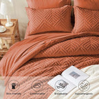 Zzlpp Queen Comforter Set 7 Pieces, Burnt Orange Tufted Bed in a Bag - Image 3