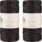 2 Pack of Sensy Premium 2mm 251 Yards Sparkle Polyester Rope 90% Polypropylene by SSENSY