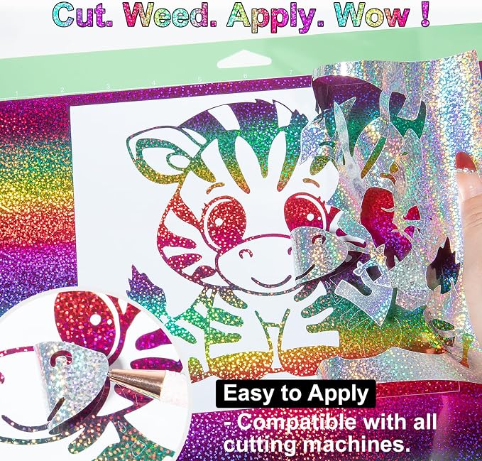 TECKWRAP Sparkle Permanent Vinyl Rainbow Holographic Chrome Adhesive Vinyl 1ft - Image 6