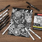 Black & White Acrylic Paint Pens, Dual Tip, 0.7mm Fine Nibs 10 Pack | Opaque Ink - Image 8