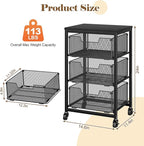 Under Desk Storage Cart with Lockable Wheels, 3-Drawer Rolling Storage Cart - Image 2