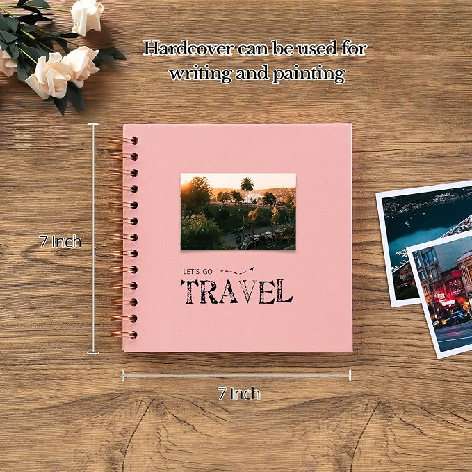 potricher 7 x 7 Inch DIY Scrapbook Album 40 Pages Hardcover Kraft Paper Scrap - Image 2