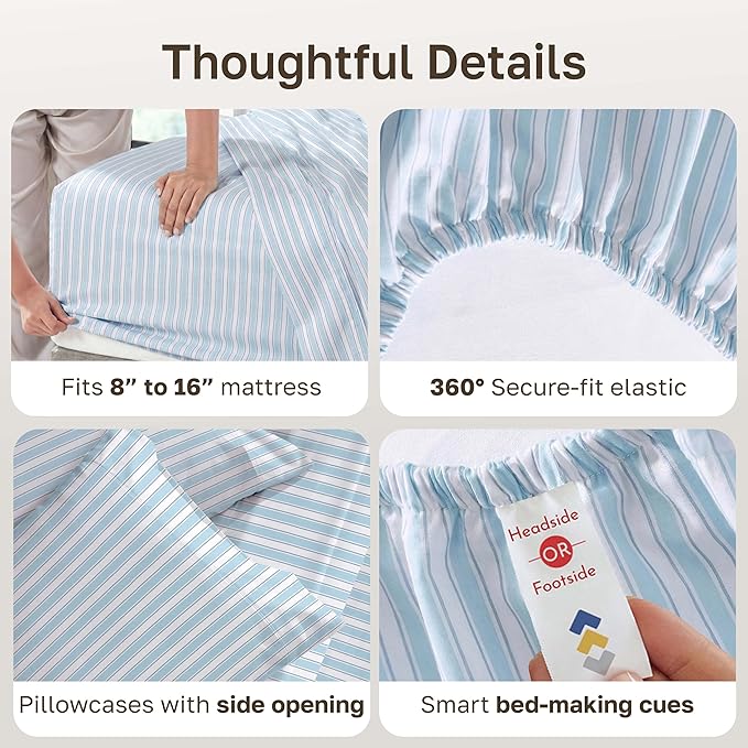 California Design Den Soft 100% Cotton Sheets King Size Set, 400 TC Good - Image 5