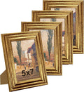 KTKDE 5x7 Picture Frame Set of 4, Ornate Vintage Gold Photo Frames by KTKDE