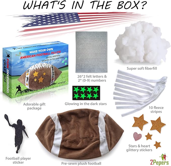 2Pepers Make Your Own American Football Pillow, Football Gifts - Image 4