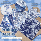 84 Pcs Blue White Floral Fabric Squares, 5″ Charm Packs - Image 3