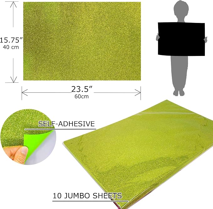Allgala Jumbo Self-Adhesive Glitter EVA Foam Sheets 10 Pack 16x24 inch Paper - Image 2