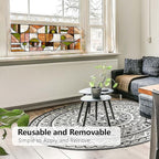 Faux Stained Glass Effect Window Film, Original Double-Sided Hand-Drawn Static - Image 4