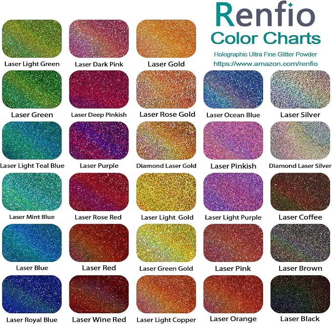 Renfio 28 Colors Holographic Glitter Set, 14.81oz 420g Ultra Fine Glitter - Image 3