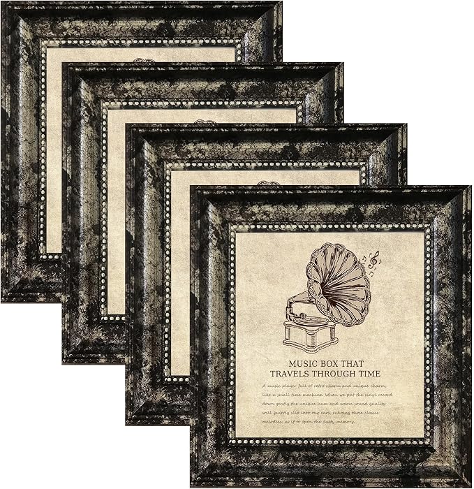 5x5 Picture Frame with Real Glass, 4 set Ornate Vintage Picture Frames by TKYGU