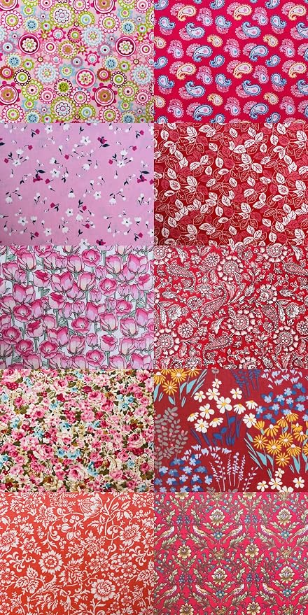 HANPATQUI 50PCS 5 x 5 inch 100% Cotton Fat Quarters Fabric - Image 3
