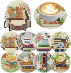 Axquilon 8 Pcs Books Diamond Art Coasters Kit by Axquilon