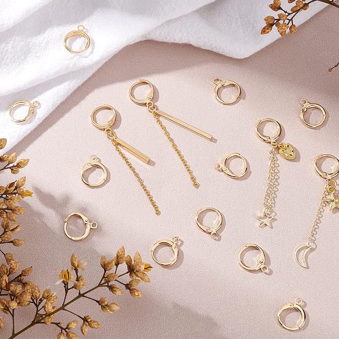 PH PandaHall 30pcs 18K Gold Plated Earring Hooks Huggie Hoop Earring Findings - Image 2