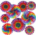Outus Tie Dye Party Supplies Groovy Hippie Hanging Paper Fans Classroom by Outus