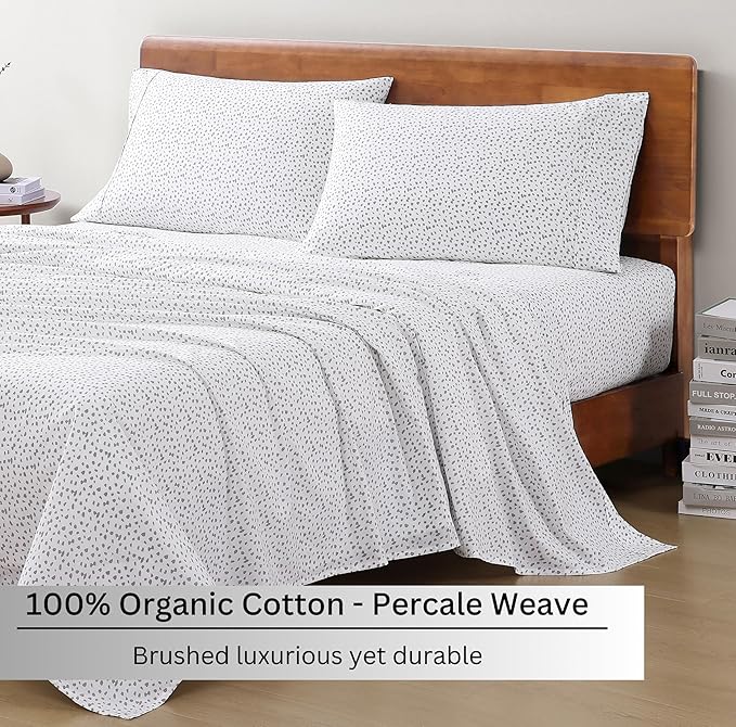 LANE LINEN 100% Organic Cotton Printed Full Size Sheet & Pillowcase Sets - Image 3