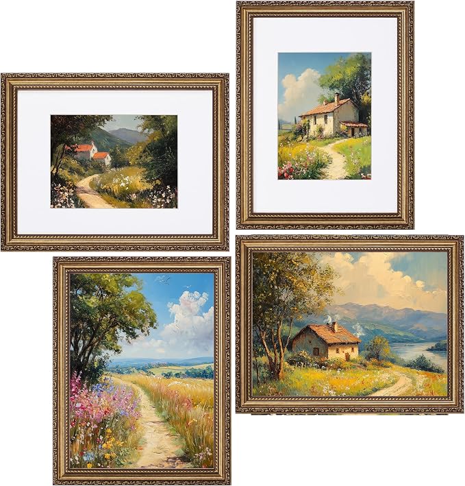 eletecpro 9x12 Vintage Picture Frame, Glass Cover, Bronze Gold, Horizontal or - Image 7