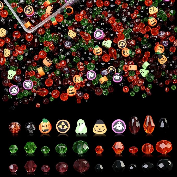 ZHIYUXI 1150PCS Halloween Glass Beads Orange Pumpkin Beads Jewelry Making | by VisittheZHIYUXI