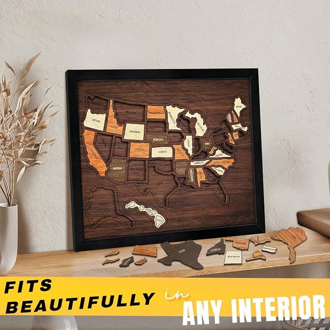 flinelife USA Travel Map, Wooden USA Map Puzzle - Image 7