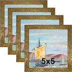 KTKDE 5x5 Picture Frame Set of 4, Ornate Vintage Gold Photo Frames by KTKDE