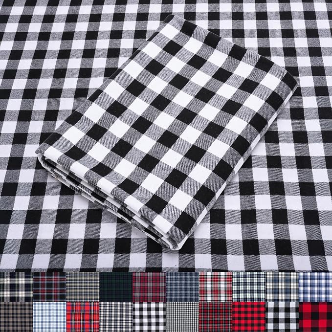 Pico Textiles 20 Yards Bolt Black and White Buffalo Plaid Checkered Flannel by PicoTextiles