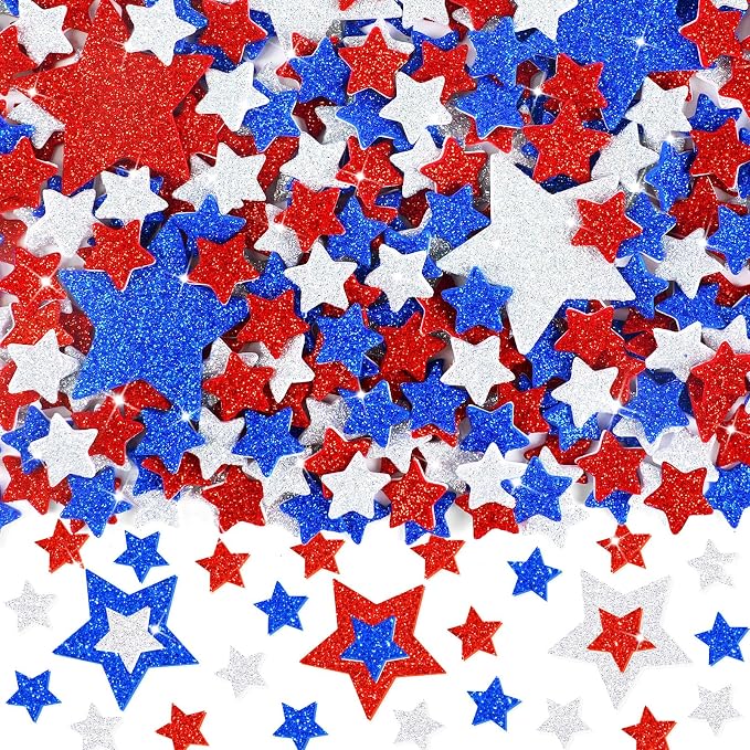 1384Pcs Glitter Foam Stickers, Colorful Self Adhesive Geometric Foam Stickers by Huimdery