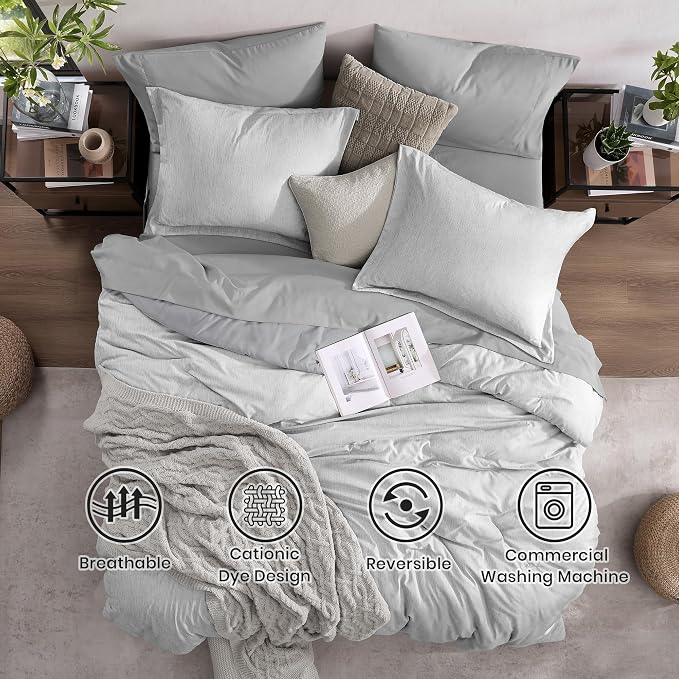 Monbix Full Size Comforter Set, Bedding Sets Full 7 Pieces, Cationic Dyeing Bed - Image 2