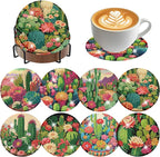 ijbnhd 8 Pcs Cactus Diamond Art Coasters Kit Diamond Painting Coasters | Cactus by ijbnhd