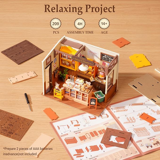 Rolife DIY Miniature Doll House Kit, Build Becka's Bakery Diorama House - Image 3